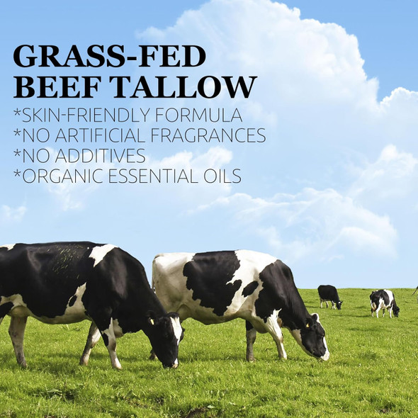 Beef Tallow For Skin, Whipped Tallow Balm With Olive Oil, Grass Fed Cow Fat Face Moisturizer Cream Body Lotion For Dry Skin, For Men & Women, 4 Ounce Vanilla