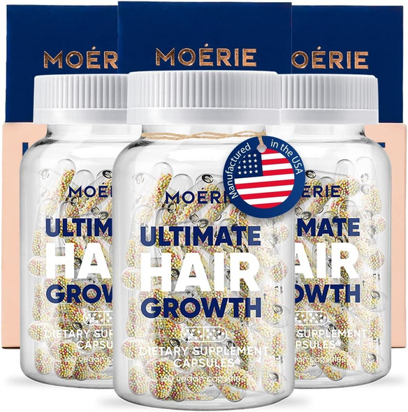 Moerie Hair Growth Supplement For Women & Men - Hair Skin And Nails Vitamins With Biotin, Q10 & Minerals - For Thicker, Fuller Hair & Hair Loss Treatment - Advanced Beadlet Delivery System - 180 Pills