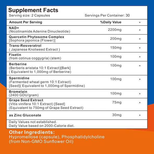 2200Mg Liposomal Nad+ Supplement - Nad Booster For Men And Women, Enhances Cell Energy & Aging Defese, 60 Capsules