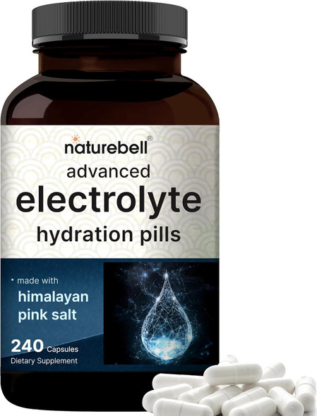 Advanced Electrolyte Pills, 240 Capsules  Salt Pills With Electrolytes For Fasting Hydrating  Made With Himalayan Pink Salt, Sodium, Potassium, Magnesium & More – Keto, Unflavored, No Sugar, Non-Gmo