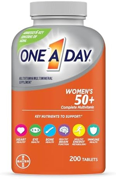 One A Day Women’S 50+ Multivitamins Tablet, Multivitamin For Women With Vitamin A, C, D, E And Zinc For Immune Health Support, Calcium & More, 200 Count