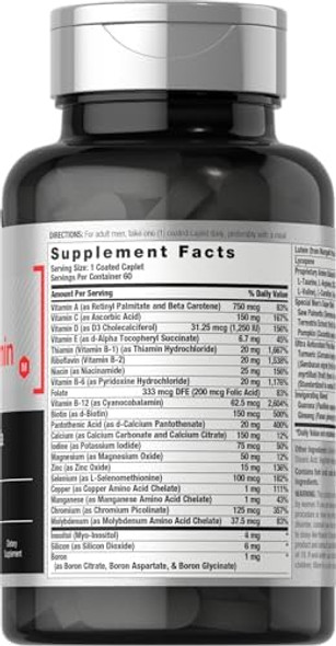 HorbAach Multivitamin For Men  60 Caplets  Non-Gmo & Gluten Vitamins & Minerals Daily Supplement
