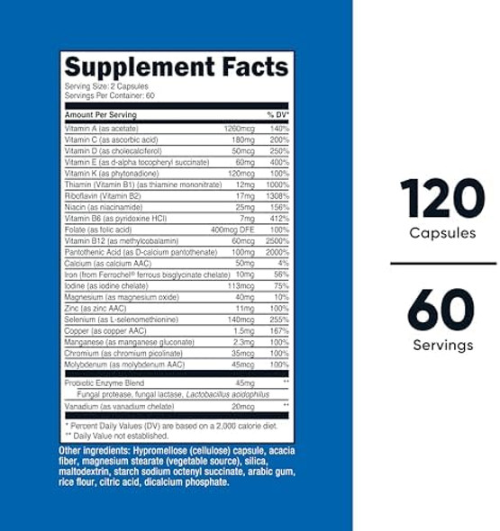 Nutricost Multivitamin With Probiotics 120 Vegetarian Capsules - Packed With Vitamins & Minerals