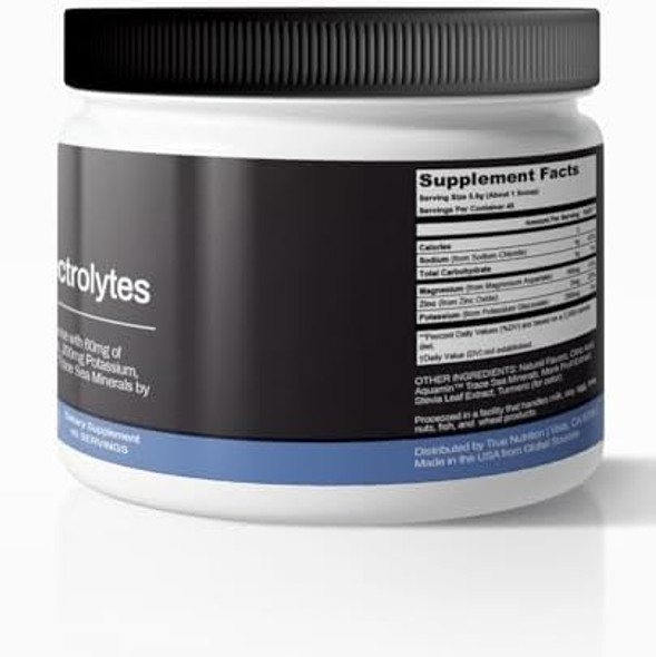 True Electrolyte Hydration Supplement Drink Mix (Limeade)  Supports Healthy Mineral Balance W/Zinc, Potassium, Magnesium, Sodium, Aquamin® 72 Trace Sea Minerals  5 Cal. 0G Sugar. 45 Servings.