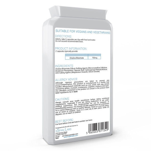 Xspanlabs Choline Bitartrate 730mg – 120 capsules