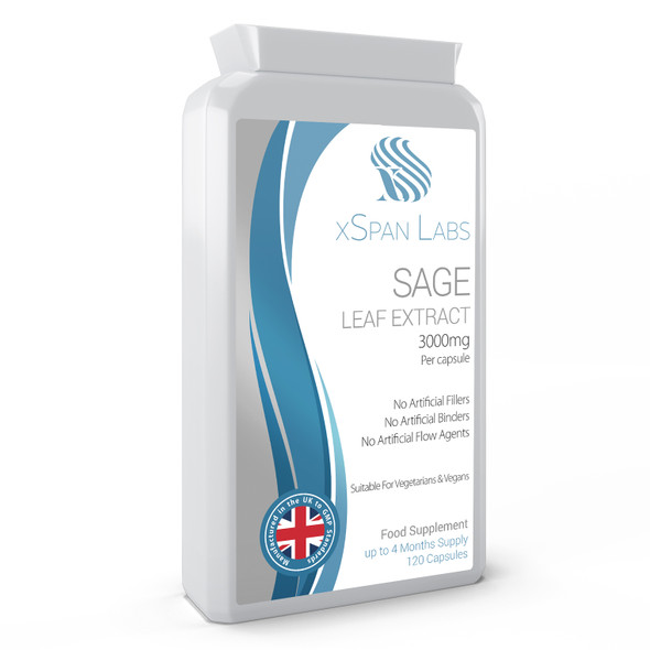 Xspanlabs Sage Leaf Extract - 120 Vegan Capsules with a Potent 3000mg