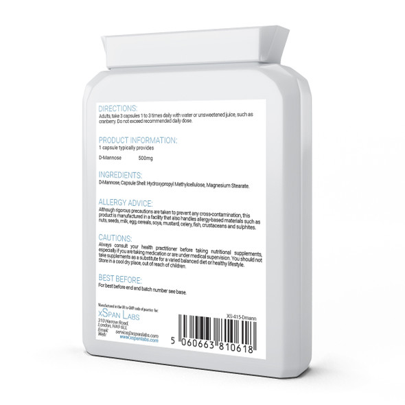 Xspanlabs D-Mannose 500mg - 90 Capsules