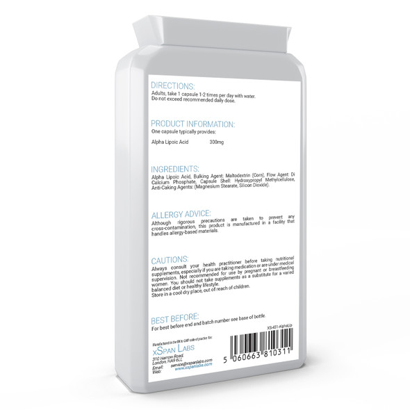 Xspanlabs Alpha Lipoic Acid 300mg 120 Capsules