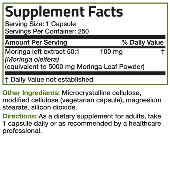 Bronson Moringa Oleifera Leaf Extract - 5,000 mg 250 Count