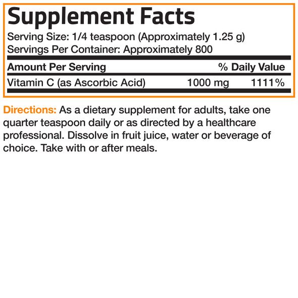 Bronson Vitamin C Pure Ascorbic Acid Crystals - 1,000 mg 2.2 lbs (1kg)