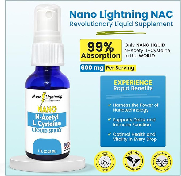 Nanotechnology N-Acetyl L-Cysteine (NAC) |99% Absorption | Maximum Bioavailability | Liquid Formula for Fast & Effective Results