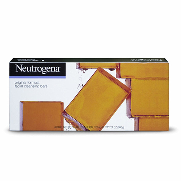 Neutrogena Original Gentle Facial Cleansing Bar with Glycerin, Pure & Transparent Face Wash Bar Soap, Free of Harsh Detergents, Dyes & Hardeners, 3.5 oz (Pack of 6)