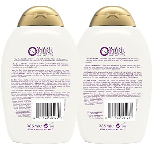 Ogx Extra Strength Damage Remedy + Coconut Miracle Oil Shampoo & Conditioner For Dry Frizzy Or Coarse Hair Hydrating & Flyaway Taming Conditioner Paraben- Sulfate- 13 Fl Oz 2 Pack