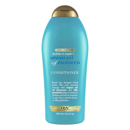 Ogx Extra Strength Hydrate & Repair + Argan Oil Of Morocco Conditioner For Dry Damaged Hair Cold-Pressed Argan Oil To Moisturize Hair Paraben- Sulfate- Surfactants 25.4 Fl Oz