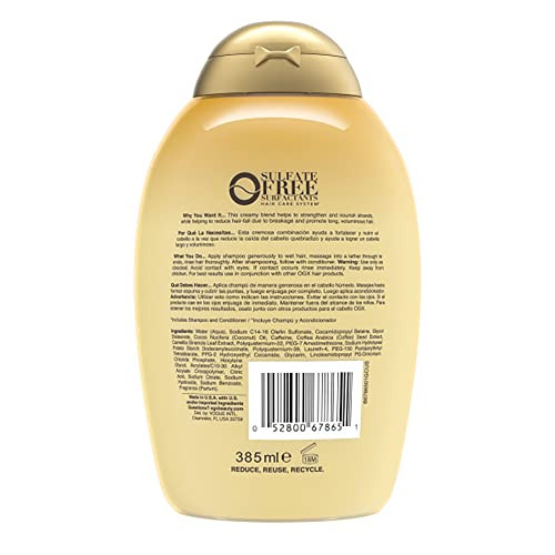 Ogx Anti-Hair Fall + Coconut Caffeine Strengthening Shampoo With Caffeine Coconut Oil & Coffee Extract 13 Fl Oz