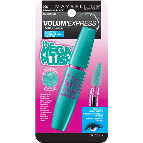Maybelline New York Volume Express Mega Plush Waterproof Mascara  Brownish Black  0.3 Fluid Ounce