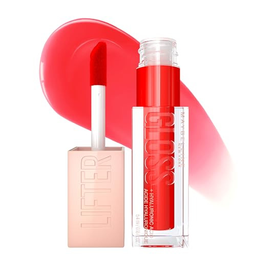 Maybelline Lifter Gloss Hydrating Lip Gloss With Hyaluronic Acid  Sweetheart Sheer Red 1 Count & Heat Raspberry Neutral 0.18 Oz