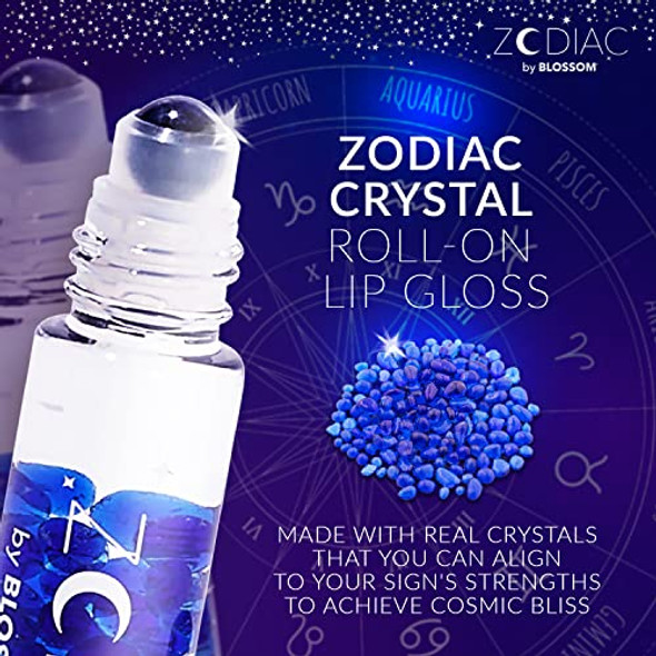 Blossom See No Evil Scented Roll On Cuticle Oil For Nails + Zodiac Sign Vanilla Scented Roll On Lip Gloss With Crystals Made In Usa 2 Pack Bundle Jasmine/Aquarius