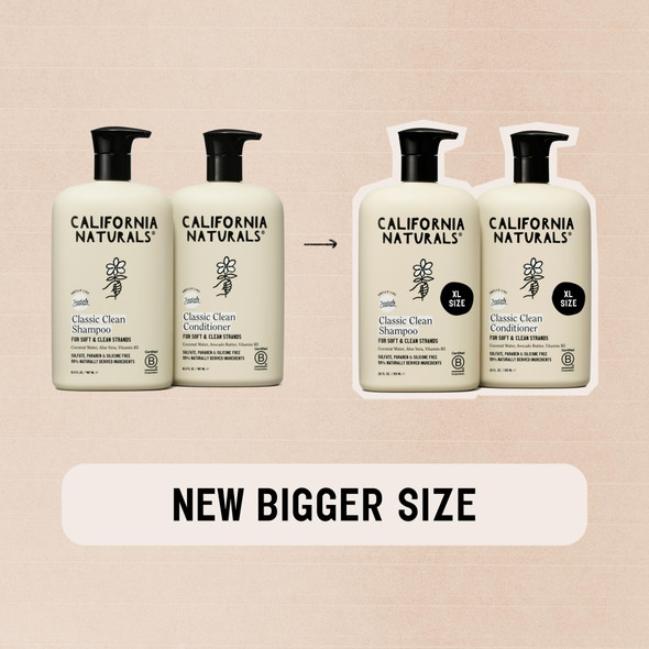 California Naturals Coconut Shampoo & Conditioner Set, Natural, Vegan, Cruelty, Silicone, Paraben, and Sulfate Free Shampoo, All Hair Types, 20 Fl Oz (Pack of 2), Classic Clean Coconut