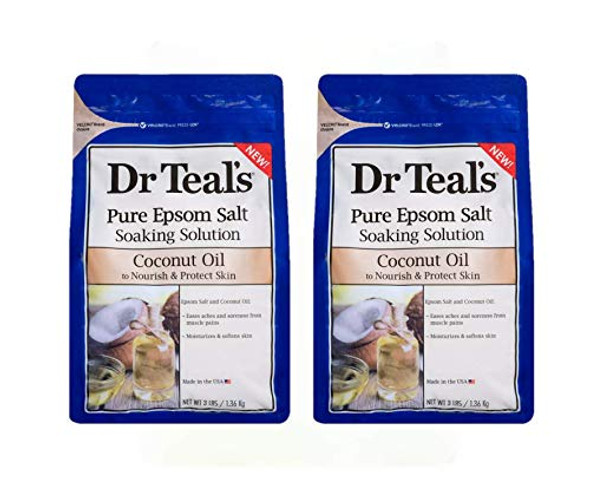 Dr Teals Coconut Oil Soaking Solution   Set (2 Pack3 Lb. Ea.) - Essential Oils Nourish & Protect DryDamaged Skin - Relieve Stress & Revitalize TiredAchy Muscles At Home