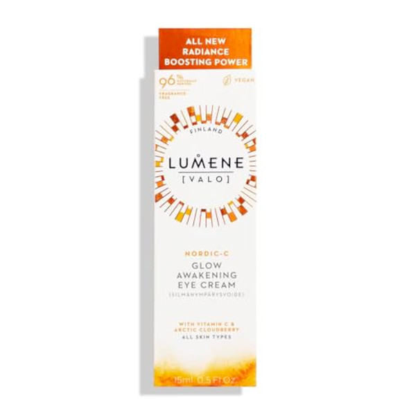 Lumene Nordic-C [Valo] Eye Cream - Energizing Under Eye Cream For Dark Circles Puffiness & Wrinkles - Radiance Boosting Formula Enriched With Vitamin C & Hyaluronic Acid (0.5 Oz)