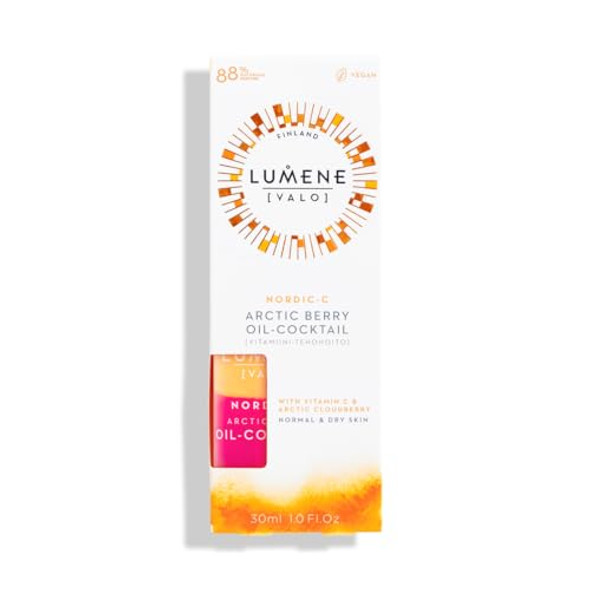 Lumene Nordic-C [Valo] Arctic Berry Face Oil - Antioxidant-Rich Hydrating Serum With Vitamin C Vitamin E & Hyaluronic Acid - Replenishes And Plumps Dry Skin - Vegan Skin Care (30 Ml)