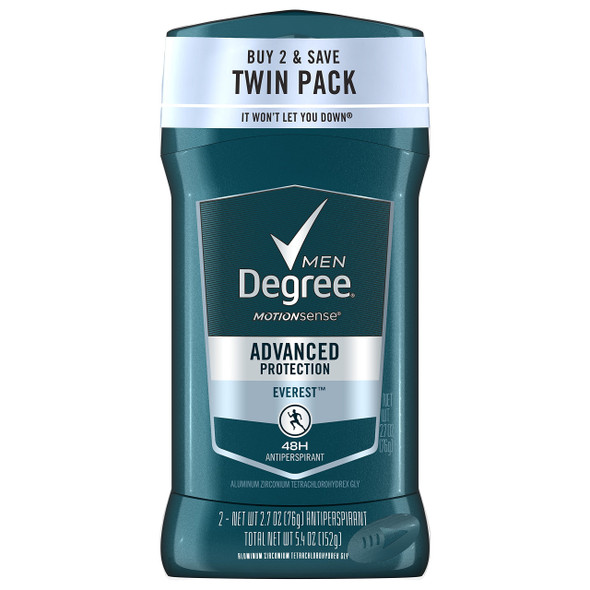 Degree Men Antiperspirant Deodorant 48-Hour Odor Protection Everest Best Deodorant for Underarm Sweat 2.7 oz, 2 Count