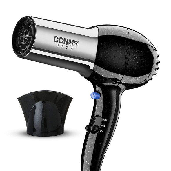 Conair 1875 Watt Full Size Pro Hair Dryer with Ionic Conditioning, Black/Chrome