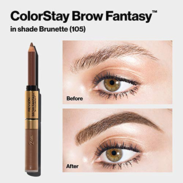 Revlon Eyebrow Gel & Pencil Colorstay Brow Fantasy 2-In-1 Eye Makeup Longwearing With Precision Tip 104 Dark Blonde 0.04 Oz