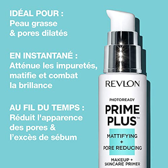 Revlon Face Primer Photoready Prime Plus Face Makeup For All Skin Types Blurs & Fills In Fine Lines Infused With Salicylic Acid And Aha Mattifying & Pore Reducing 1 Oz