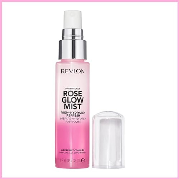 Revlon Photoready Rose Glow Mist Face Primer Prep Hydrate & Refresh Spray With Sheer Coverage Infused With Nourishing Oils And Super Fruit Complex 1.2 Fl Oz