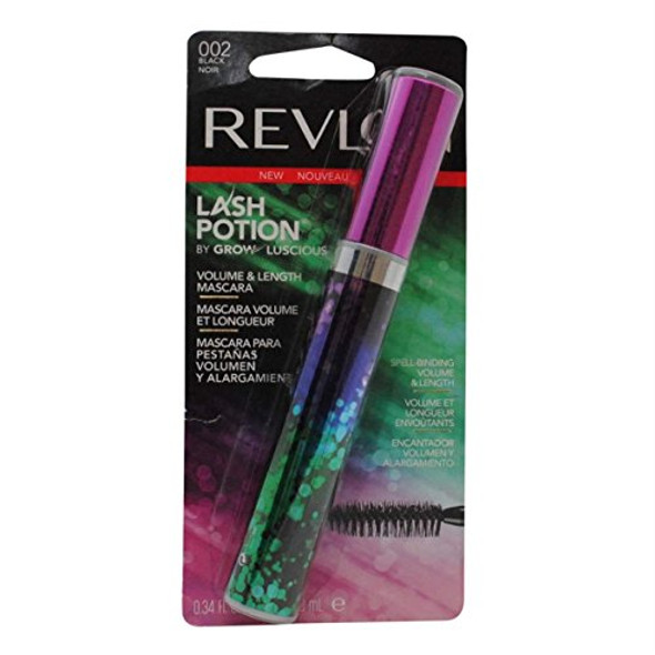 Revlon Lash Potion By Grow Luscious Waterproof Volume And Length Mascara Blackest Black 0.34 Ounce