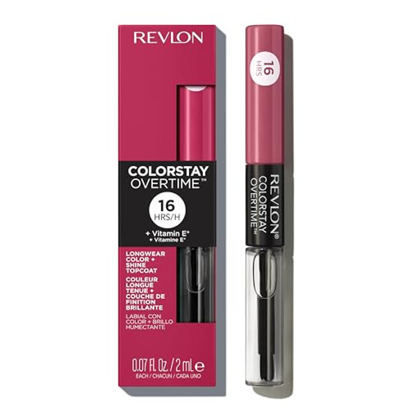 Revlon Liquid Lipstick With Clear Lip Gloss Colorstay Overtime Lipcolor Dual Ended With Vitamin E 220 Unlimited Mulberry 0.07 Fl Oz