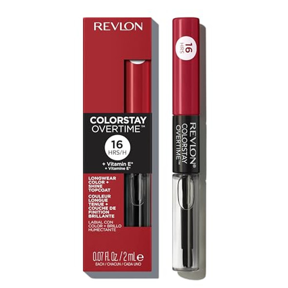 Revlon Liquid Lipstick With Clear Lip Gloss Colorstay Overtime Lipcolor Dual Ended With Vitamin E 140 Ultimate Wine 0.07 Fl Oz