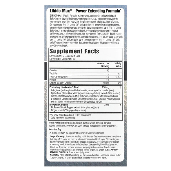 Libido  Applied Nutrition Libido Max Male Enhancement 75 Softgels