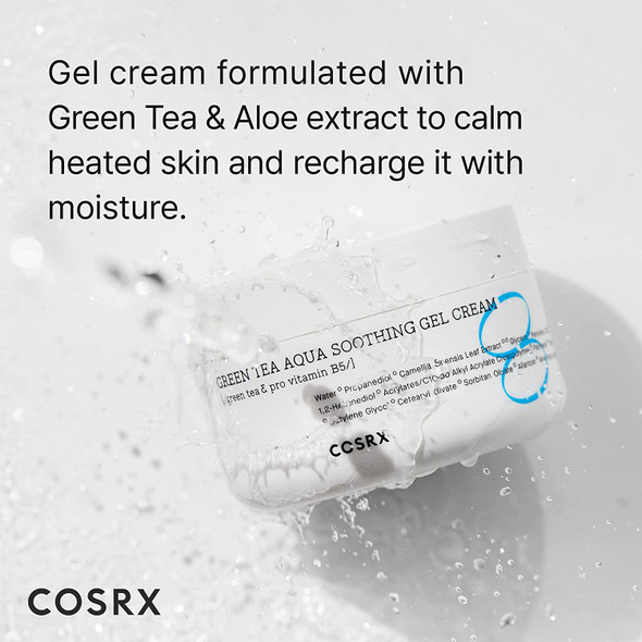 COSRX Hydrium Green Tea Aqua Soothing Gel Cream, 1.69 fl.oz / 50ml | Camelia, Aloe Gel | Korean Skin Care, Vegan, Cruelty Free, Paraben Free