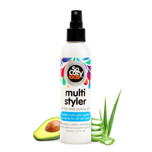 Socozy Multi Styler Styling Hair Spray For Kids Safe For Everyday Use (5.2 Fl Oz) Holds Like A Light Gel Gentle Formula With Quinoa Vitamin B5 & Aloe No Parabens Sulfates Or Synthetic Colors
