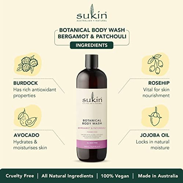 Sukin Natural Bergamot & Patchouli Botanical Body Wash 16.91 Fl Oz