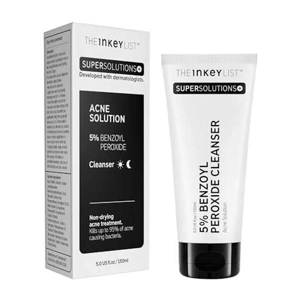 The Inkey List Supersolutions Benzoyl Peroxide 5% Face Wash Non-Drying Cleanser With Glycerin & Hyaluronic Acid Helps With Blemishes And Moisture 5.07 Fl Oz