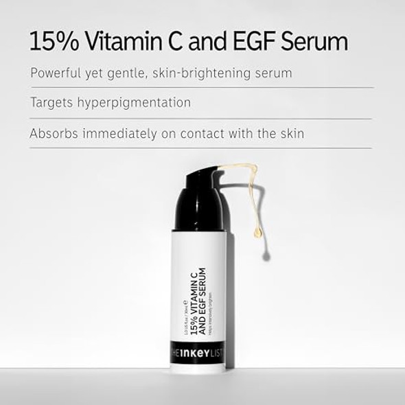 The Inkey List 15% Vitamin C + Egf Serum. Regenerate Dull Skin Improve Skin Elasticity 1.0 Fl Oz