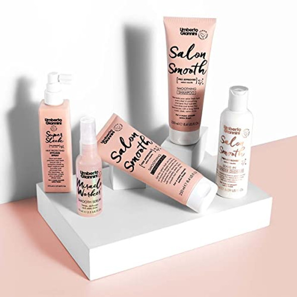 Umberto Giannini Salon Smooth Wonder Glosser - Lightweight Leave In Conditioner Hair Treatment With Heat Protection - Creates Shine & Reduces Frizz For Straight Curly And Wavy Hair 6.09 Fl Oz
