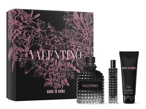 Valentino Born In Roma For Men Set - Eau De Toilette Sprays (3.4 & 0.5 Fl Oz) Shower Gel 1.7 Fl Oz