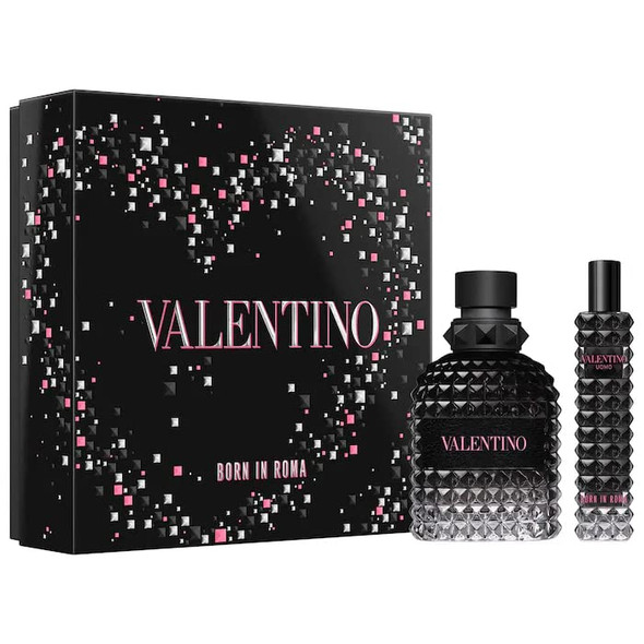 Valentino Uomo Born In Roma 2-Piece Travel Set For Men (3.4 Oz Eau De Toilette Spray + 0.50 Oz Travel Spray)