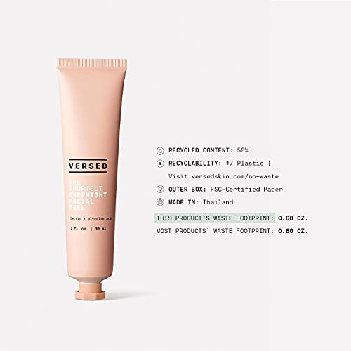 Versed The Shortcut Overnight Facial - Leave-On Gentle Exfoliating Treatment With Lactic And Glycolic Acid To Rejuvenate And Hydrate Skin - Vegan (0.5 Fl Oz)