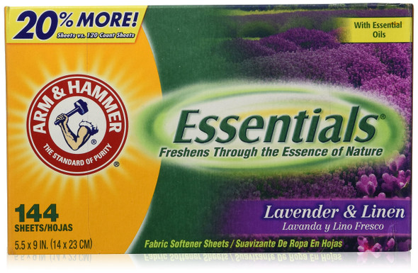 Arm & Hammer Essentials Fabric Softener Sheets Lavender & Linen 144 ea