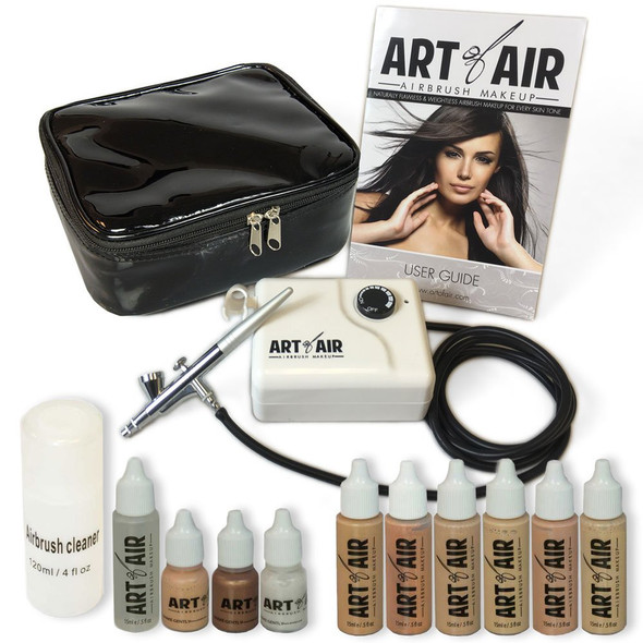 Art of Air Professional Airbrush Cosmetic Makeup Kit with Foundation Set, 6 Pieces