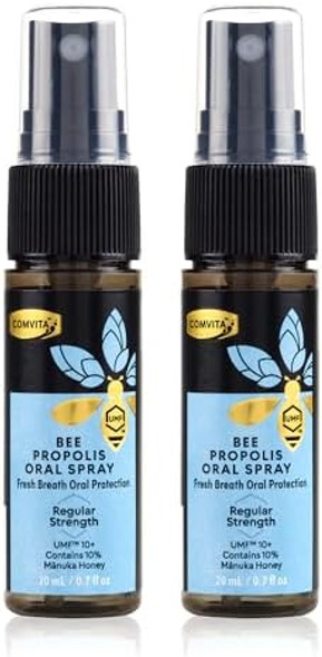 Comvita Bee Propolis Throat Spray Natural Immune Support Soothing Mint Flavor With Zealand Umf 10+ Manuka Honey Antioxidant Dietary Supplement 0.7 Fl Oz