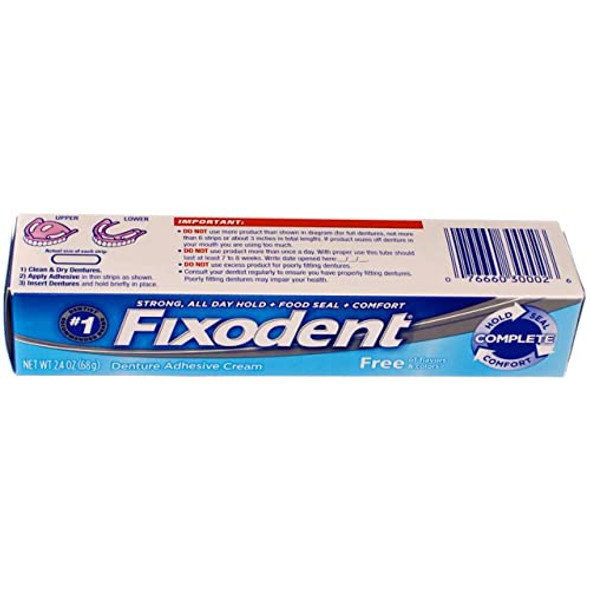 Fixodent Denture Adhesive Cream 2.40 Oz (Pack Of 4)