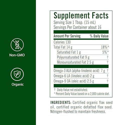 Flora High Lignan Flax Oil Provides Benefits Of Essential Fatty Acids (Efas) With Lignans Contains Omega3 6 & 9 Organic Nongmo & Gluten Keep Chilled 8.5 Fl. Oz. Glass Bottle