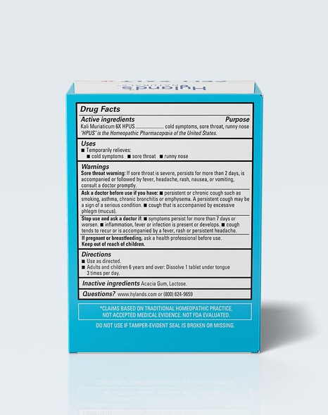 Hyland'S No. 5 Cell Salt Kali Mur 6X Tablets Cold Medicine And Sore Throat Relief Natural Treatment Of Colds Sore Throats Runny Nose And Burns Quick Dissolving Tablets 100 Count